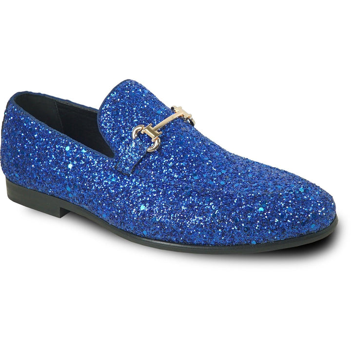 Royal Blue Tuxedo Buckle Loafer | Bravo Menswear | Glittering Sequin Finish - Elegant Mensattire