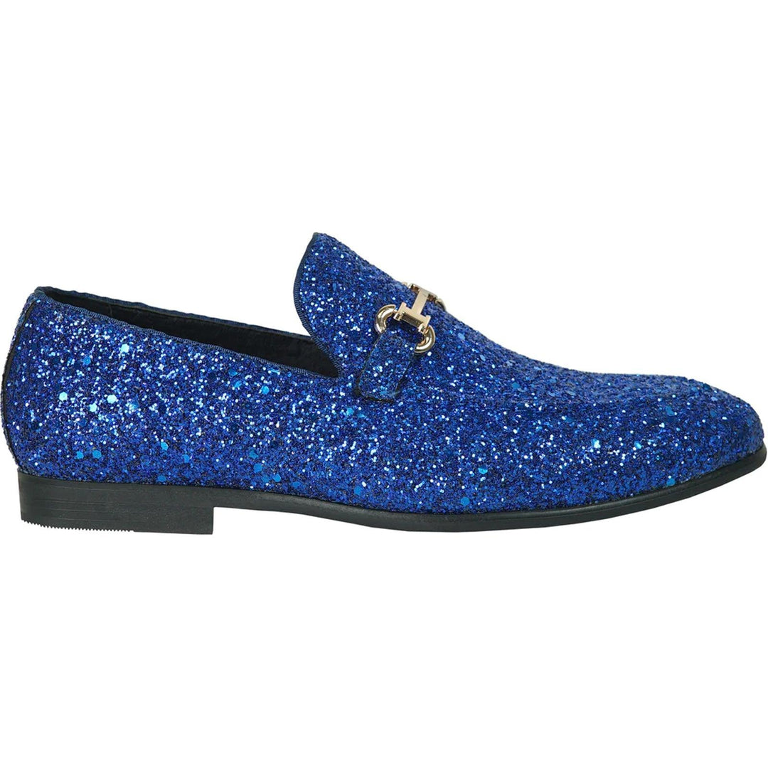 Royal Blue Tuxedo Buckle Loafer | Bravo Menswear | Glittering Sequin Finish - Elegant Mensattire