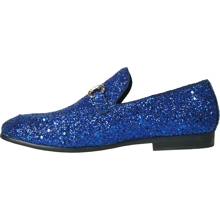 Royal Blue Tuxedo Buckle Loafer | Bravo Menswear | Glittering Sequin Finish - Elegant Mensattire