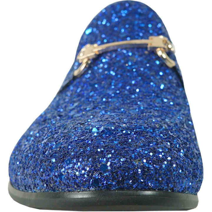 Royal Blue Tuxedo Buckle Loafer | Bravo Menswear | Glittering Sequin Finish - Elegant Mensattire