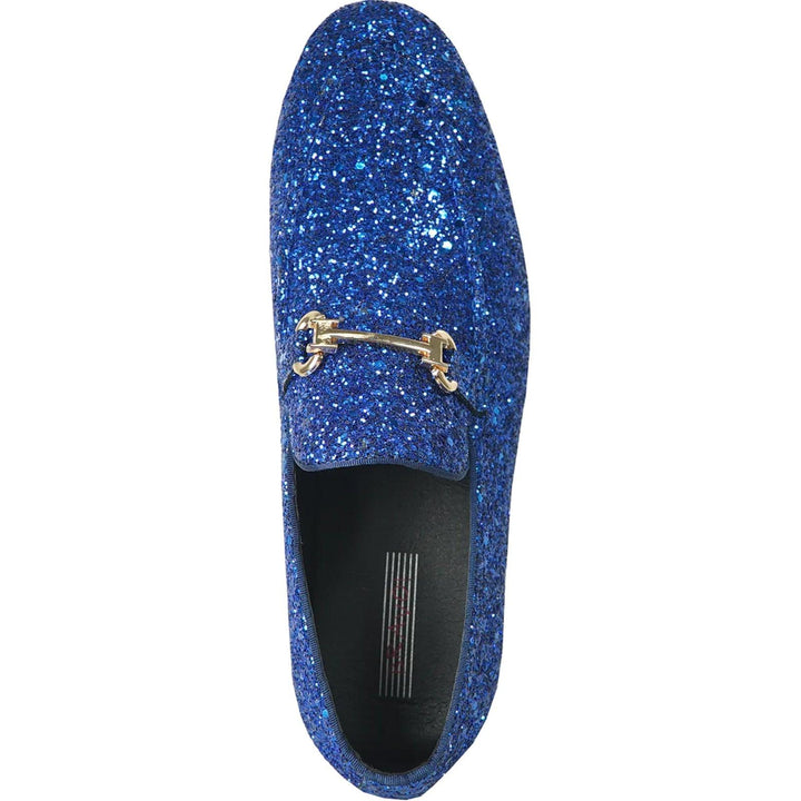 Royal Blue Tuxedo Buckle Loafer | Bravo Menswear | Glittering Sequin Finish - Elegant Mensattire