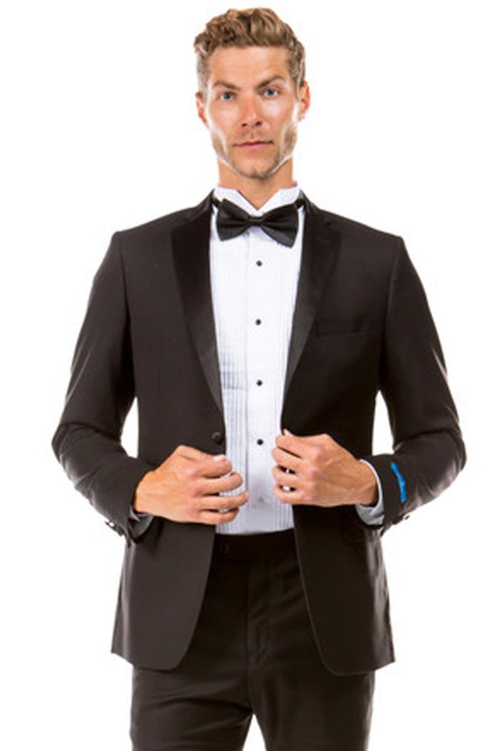 Sean Alexander Men's Black Two Button Slim Fit Wedding & Prom Tuxedo - Elegant Mensattire