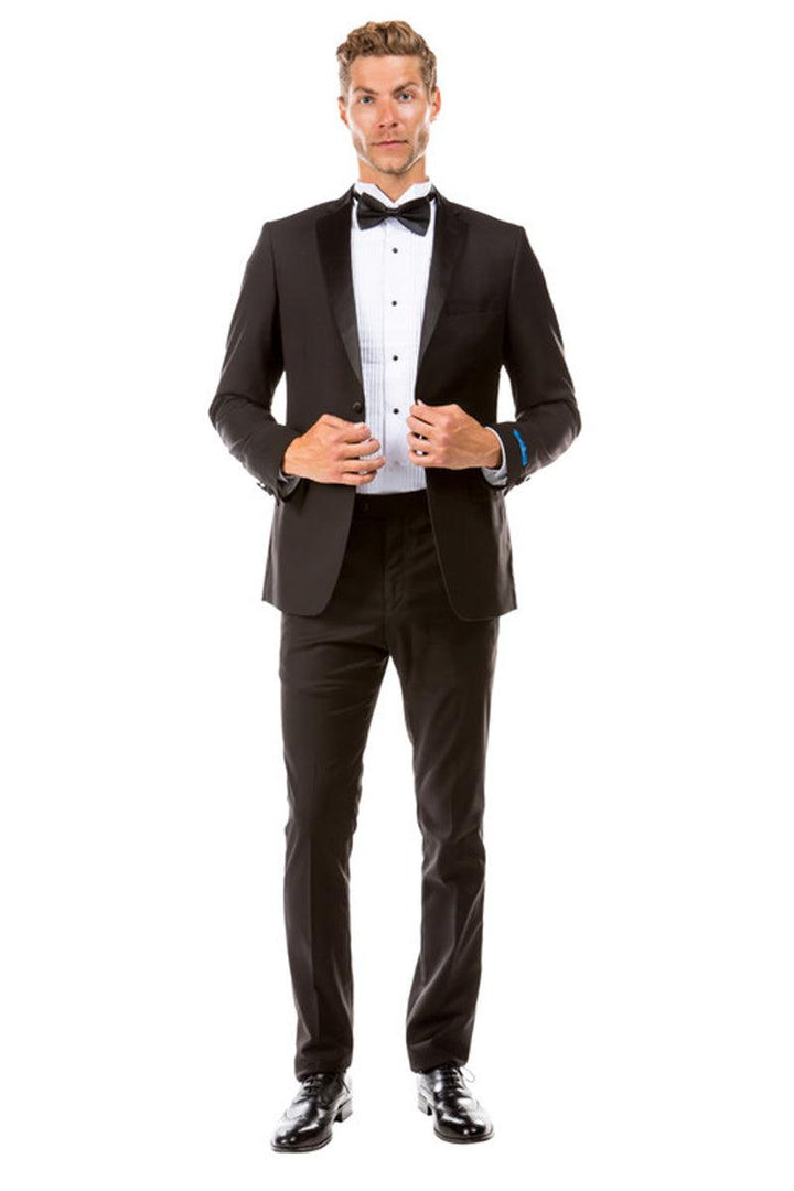 Sean Alexander Men's Black Two Button Slim Fit Wedding & Prom Tuxedo - Elegant Mensattire