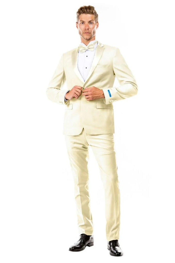 Sean Alexander Men's Ivory 2-Btn Slim Fit Tuxedo for Wedding & Prom - Elegant Mensattire