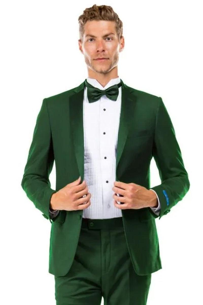 Sean Alexander Men's Two-Button Hunter Green Tuxedo: Slim-Fit for Weddings and Proms - Elegant Mensattire