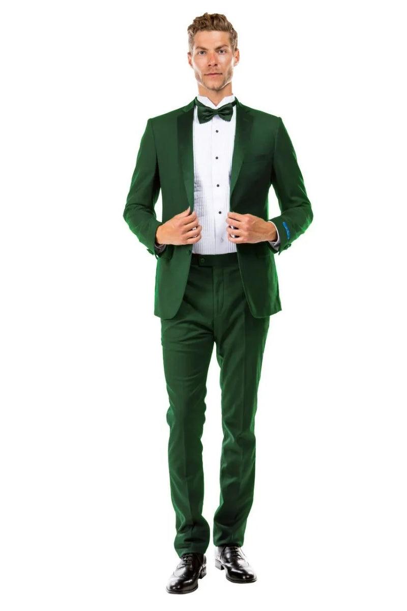 Sean Alexander Men's Two-Button Hunter Green Tuxedo: Slim-Fit for Weddings and Proms - Elegant Mensattire