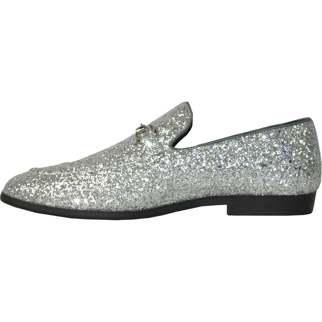 "Silver Grey Glitter Sequin Tuxedo Loafers: Elevate Your Prom Look with the Latest Menswear from Bravo" - Elegant Mensattire