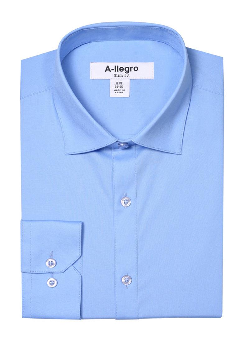 "Sky Blue Cotton Slim-Fit Dress Shirt by Daniel Ellissa" - Elegant Mensattire