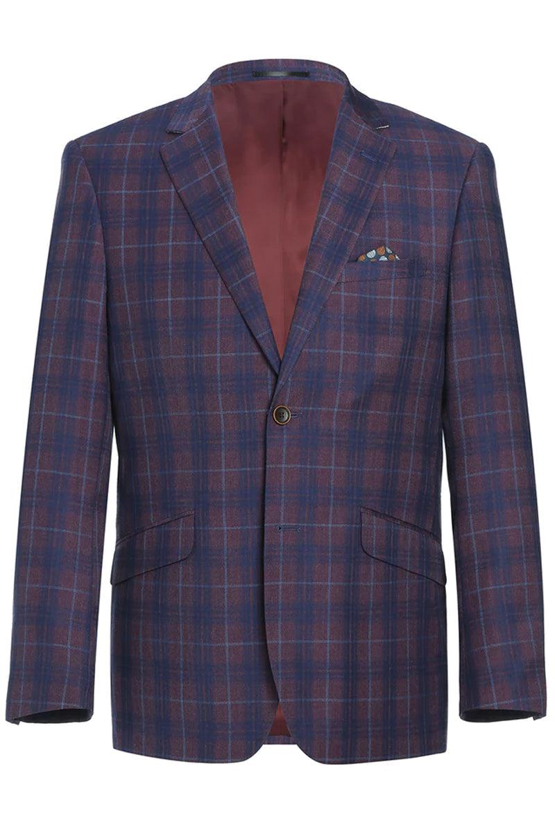 Slim-Fit "Renoir" Windowpane Blazer - Purple/Blue - Elegant Mensattire