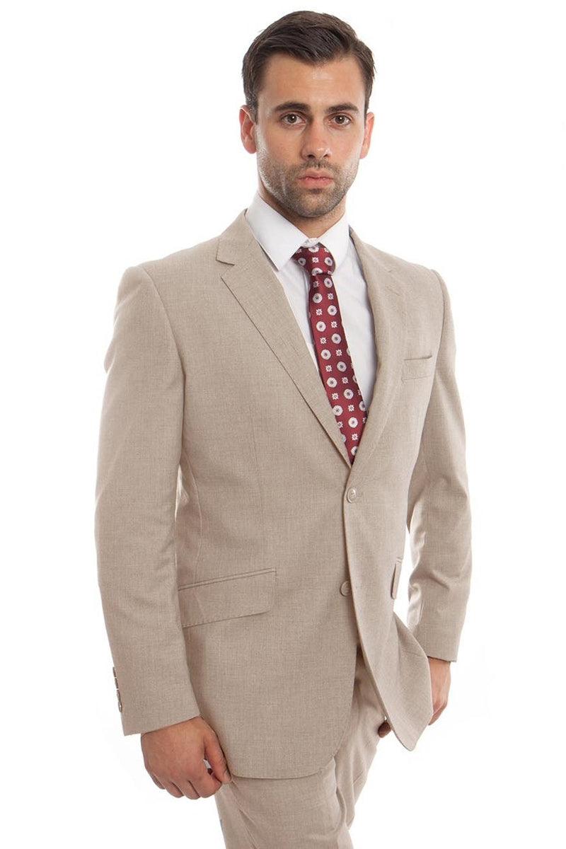 Sophisticated Men's Wool Suit: Zegarie 2-Button Modern Fit Tan - Elegant Mensattire