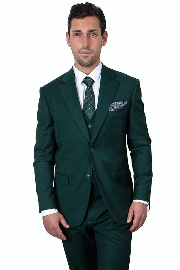 Stacy Adams Men's Hunter Green Basic Vested Suit - Elegant Mensattire