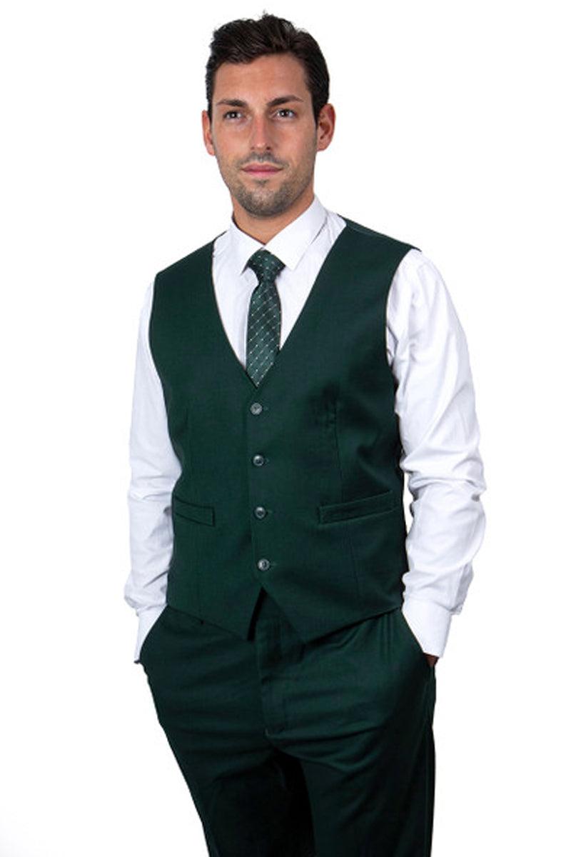 Stacy Adams Men's Hunter Green Basic Vested Suit - Elegant Mensattire