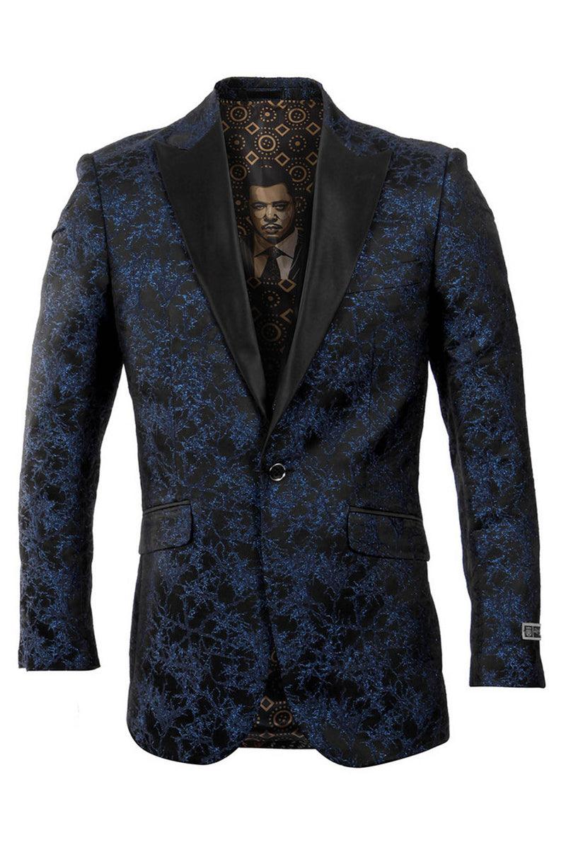 style

Men's One-Button Navy Floral Prom Tuxedo Blazer by Empire - Elegant Mensattire