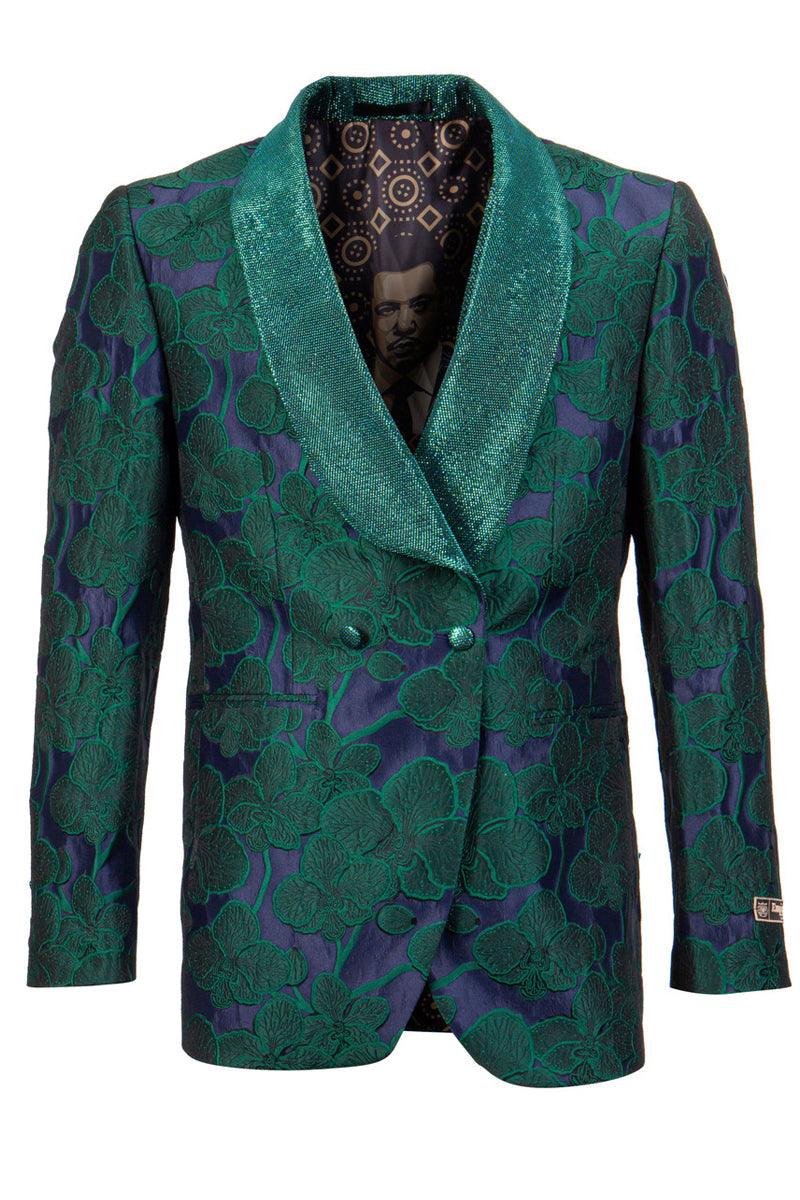 Tailors 

Empire Tailors Men's Shiny Floral Emb Tux Jacket - Green - Elegant Mensattire