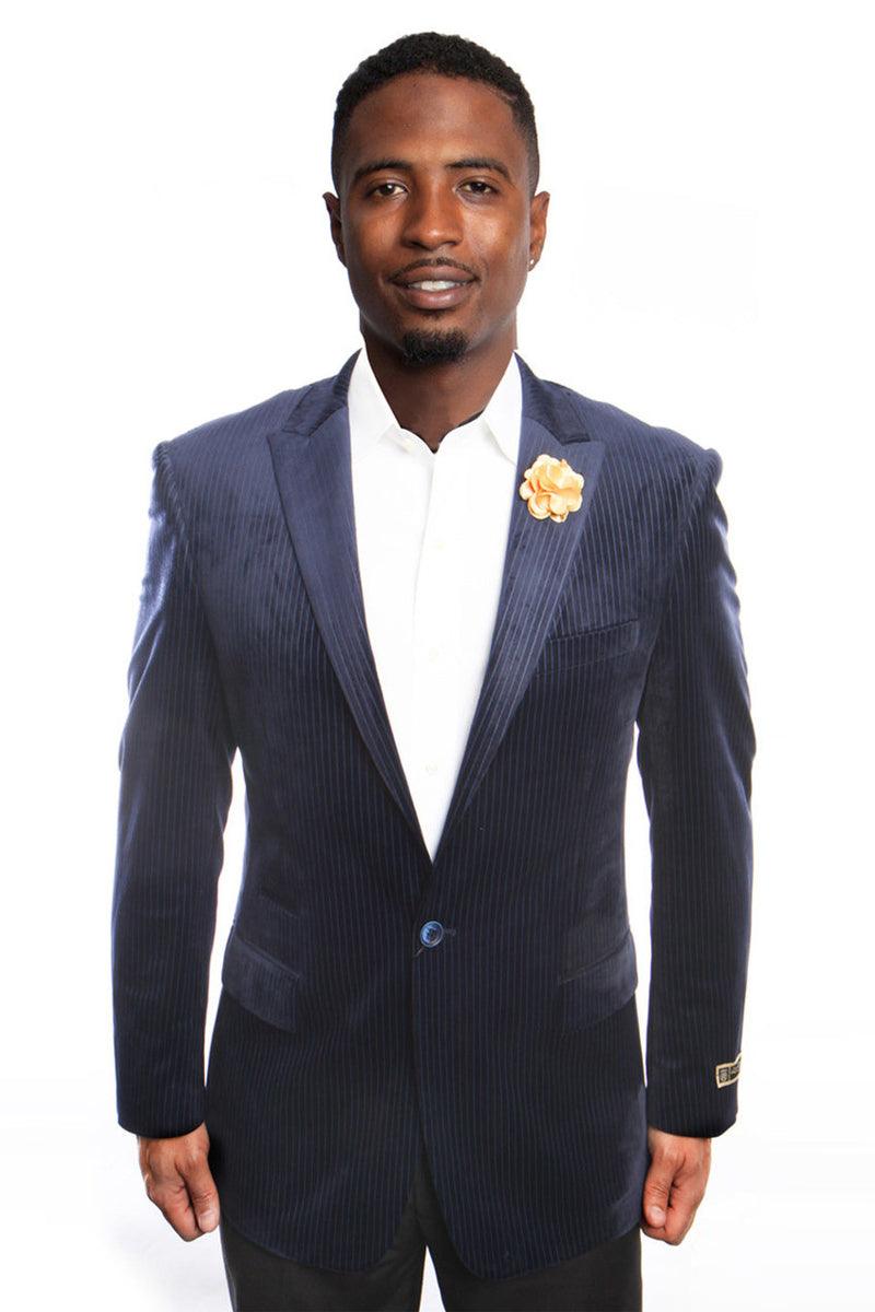 Tailors

Empire Tailors Navy Velvet Men's Blazer- Classy 1-Button Peak Lapel - Elegant Mensattire