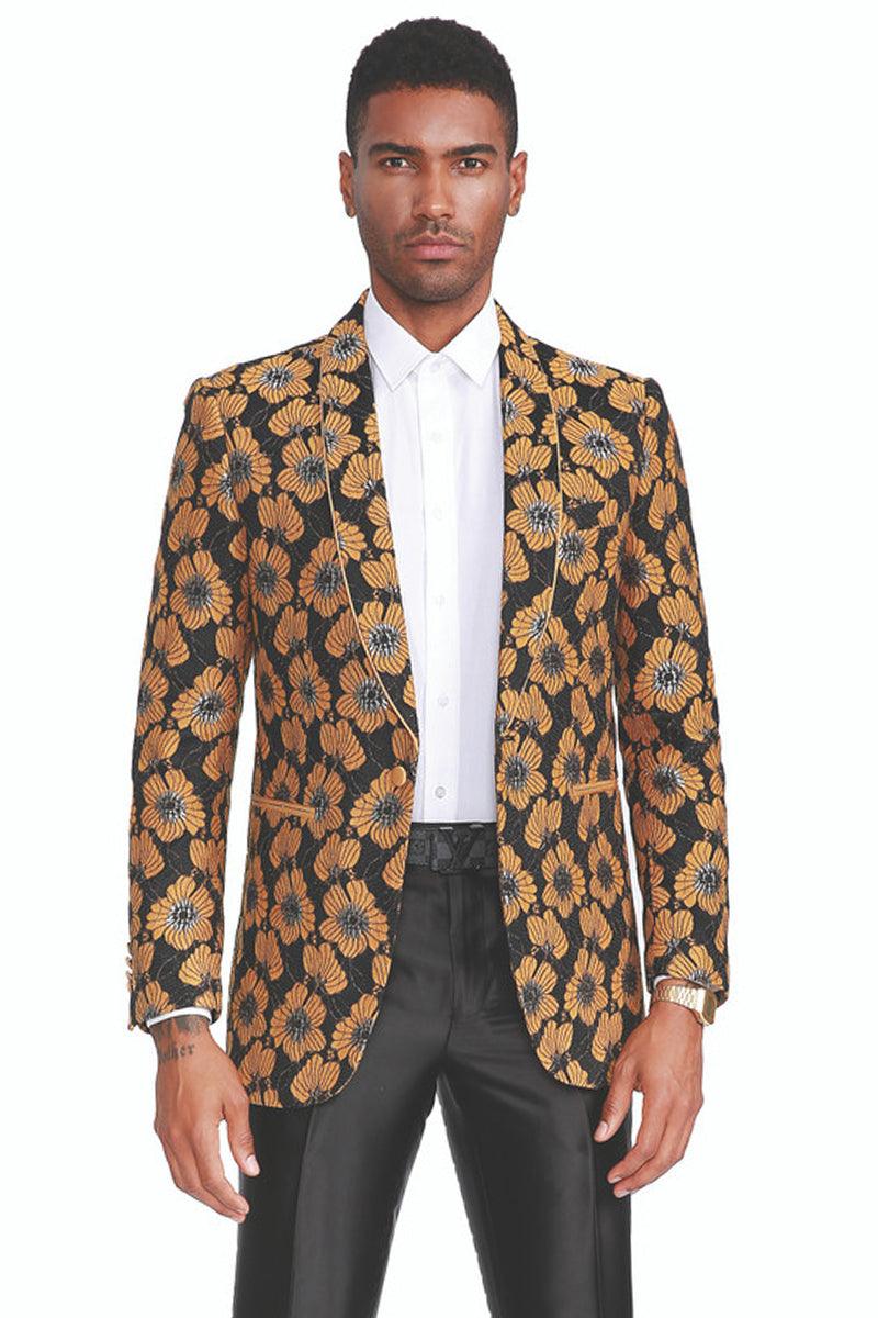 Tailors

Men's Black & Yellow Sunflower Print Shawl Collar Tuxedo Jacket by Empire Tailors - Elegant Mensattire