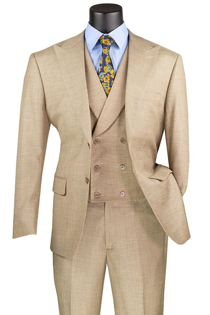 Tailors

Vinci Tailors Men's Summer Sharkskin Double-Breasted Tan Suit Vest - Elegant Mensattire