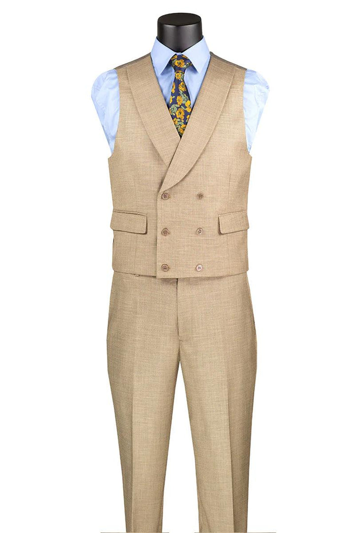 Tailors

Vinci Tailors Men's Summer Sharkskin Double-Breasted Tan Suit Vest - Elegant Mensattire