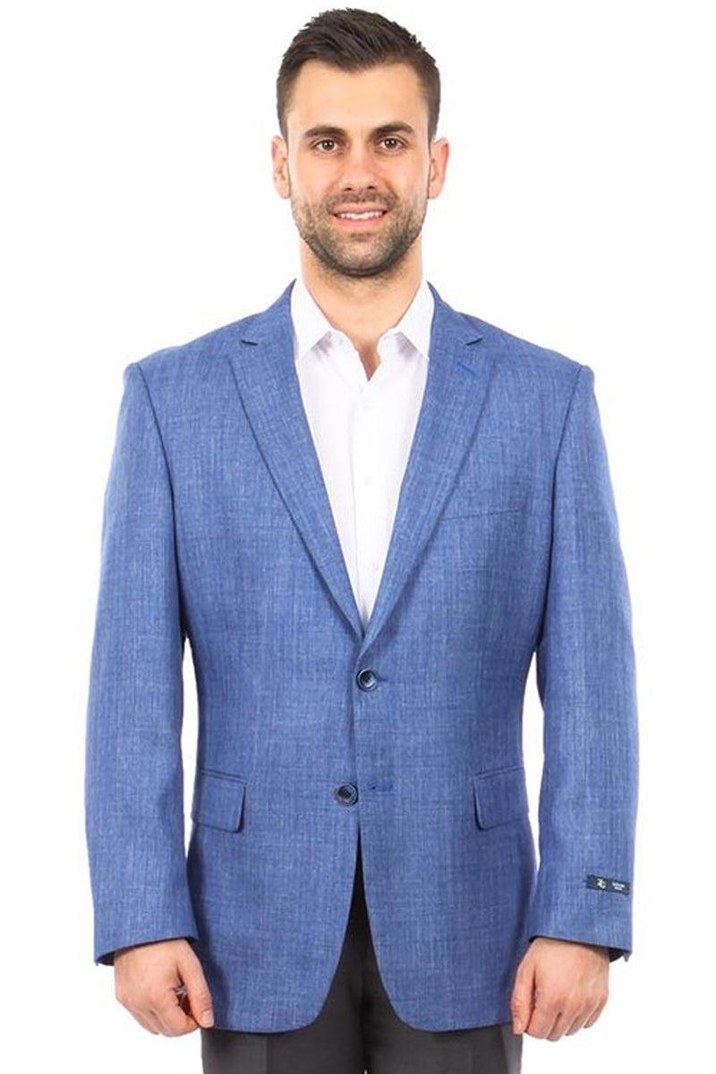 Tazio Men's Blue Weave Blazer with 2-Buttons. - Elegant Mensattire