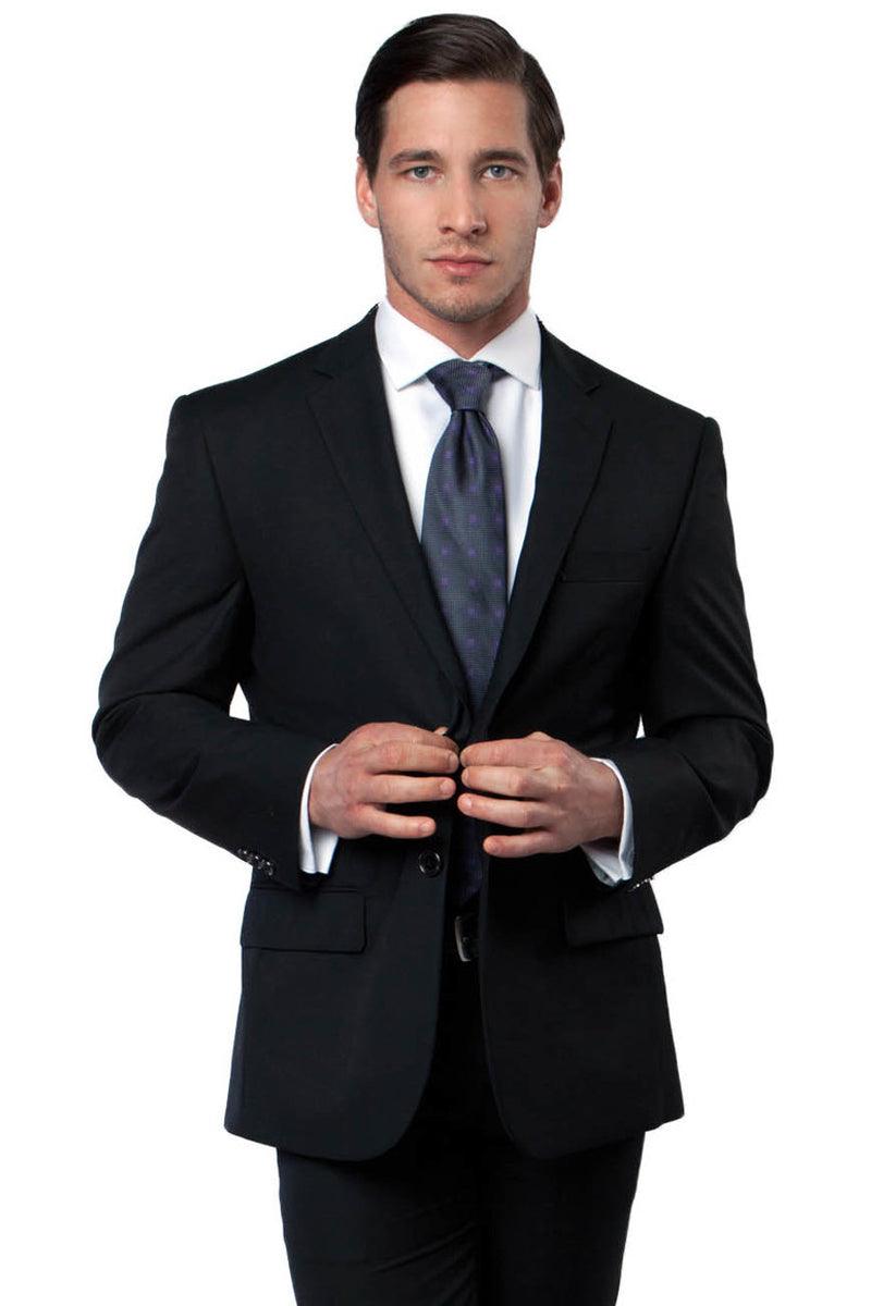 "Tazio Men's Classic Black 2-Button Sport Coat" - Elegant Mensattire