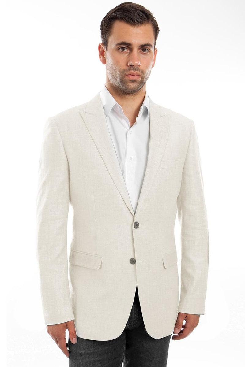 Tazio Men's Ivory Linen 2-Button Blazer – Summer Ready - Elegant Mensattire