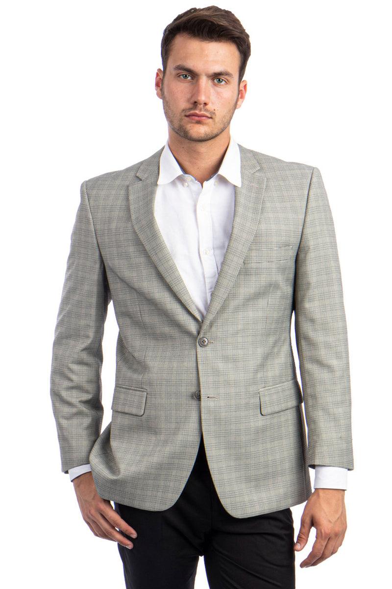 Tazio Men's Light Green Glen Plaid Two-Button Regular-Fit Sport Coat - Elegant Mensattire