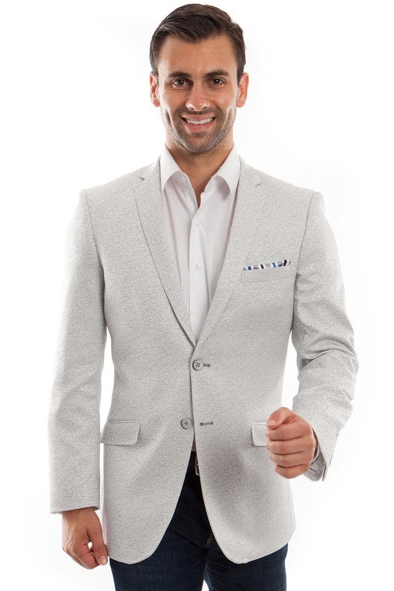 Tazio Men's Light Grey Slim-Fit Summer Speck Blazer - Elegant Mensattire