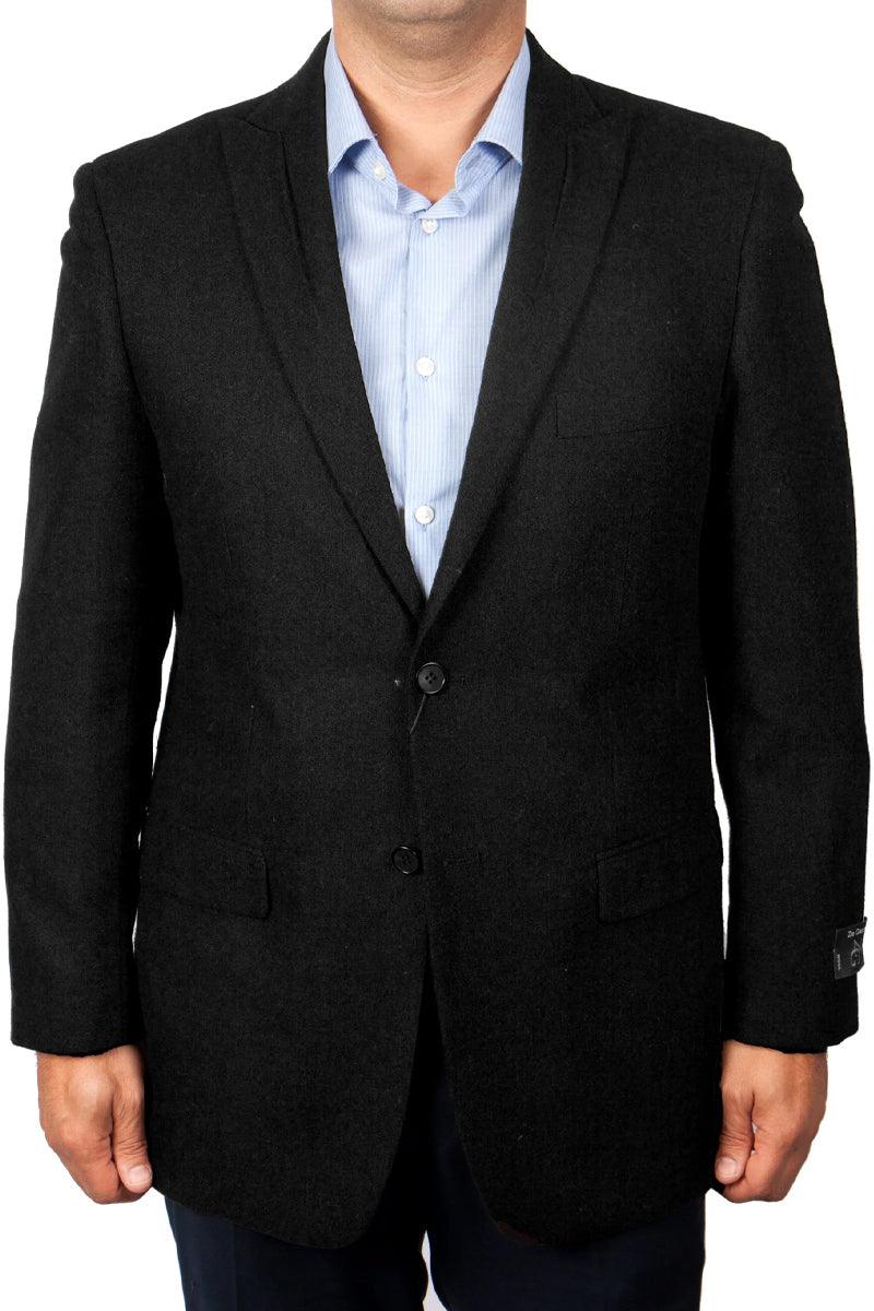 Tazio Men's Navy Wool Peak Lapel Two-Button Blazer - Elegant Mensattire