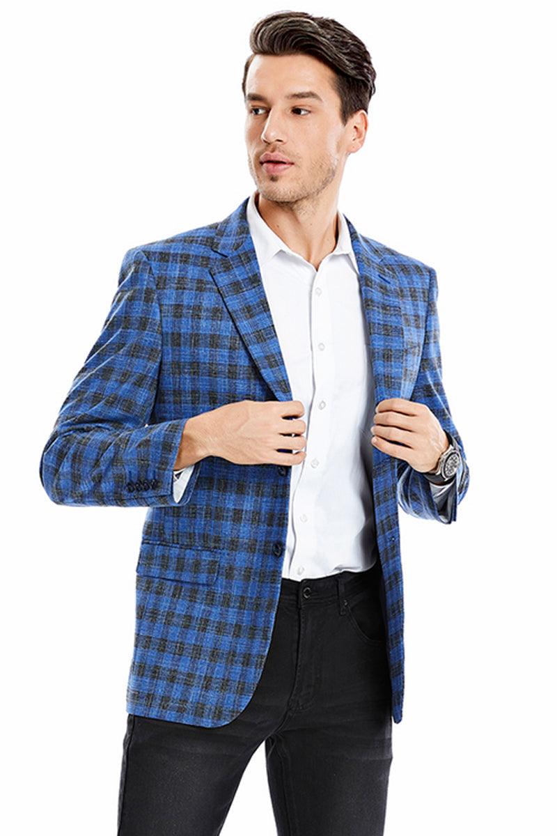 Tazio Men's Slim Fit Business Sport Coat - Indigo Blue - Elegant Mensattire