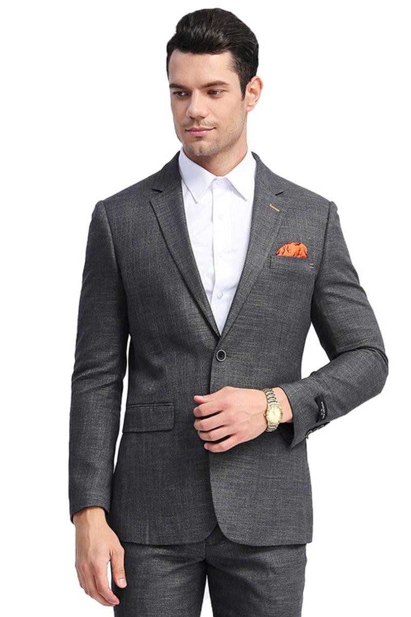 Tazio Men's Slim Fit Charcoal Grey Summer Sport Coat. - Elegant Mensattire