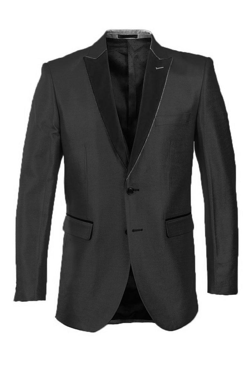 "Tazio Men's Slim-Fit Shiny Satin Tuxedo Blazer - Black" - Elegant Mensattire