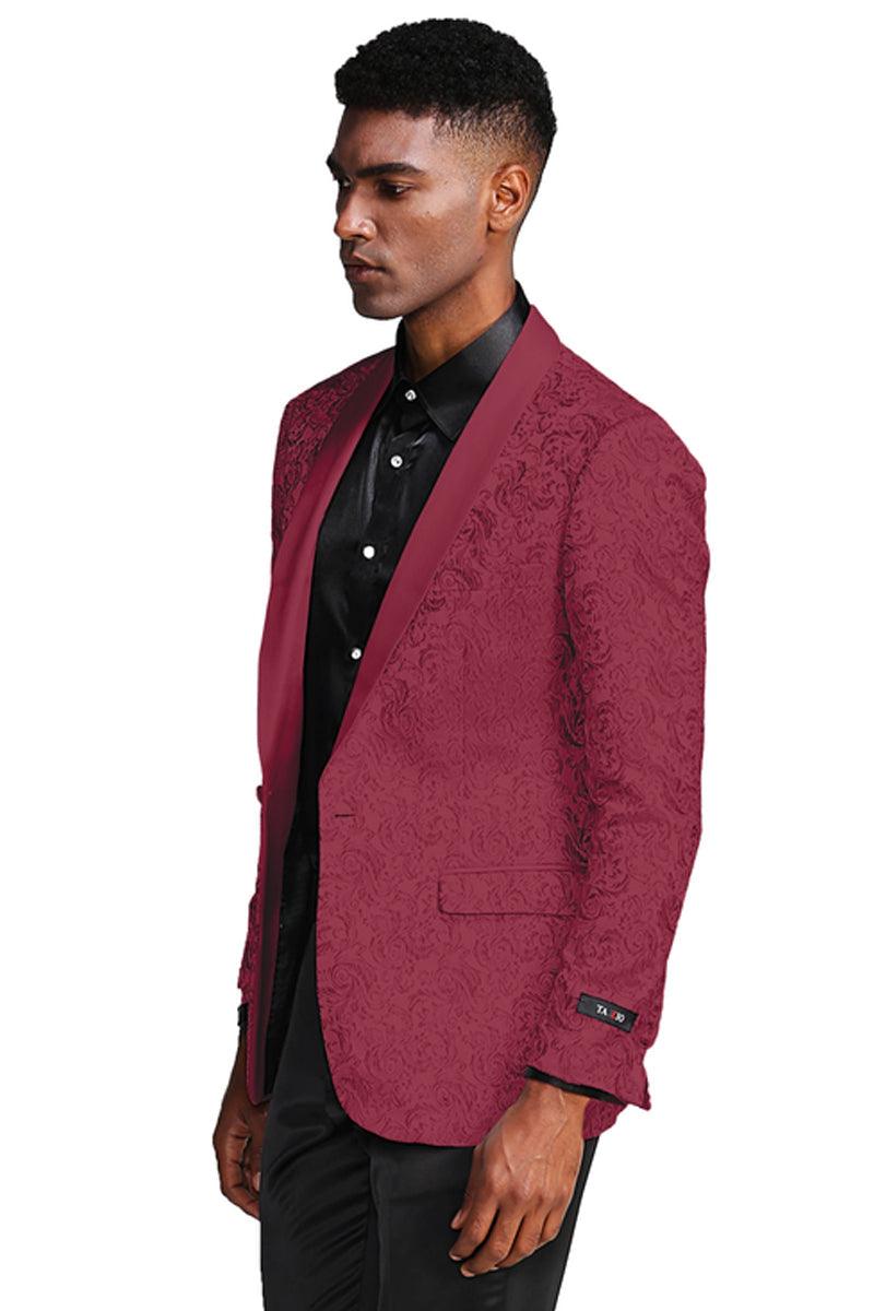 Tazio Men's Slim Paisley Tuxedo Jacket - Burgundy Wedding Prom - Elegant Mensattire