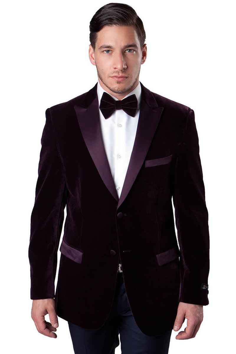 "Tazio Men's Velvet Tuxedo Dinner Jacket: 2 Button, Hunter Green" - Elegant Mensattire