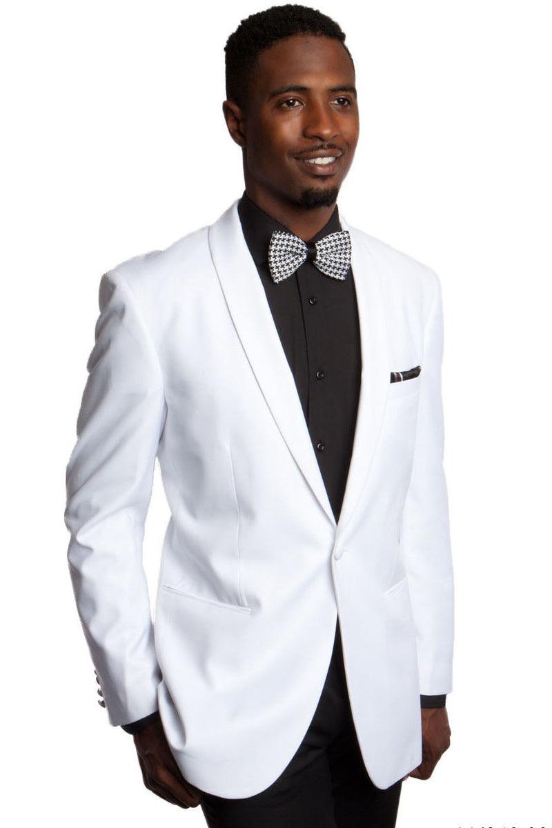 Tazio Men's White One-Button Shawl Dinner Jacket - Elegant Mensattire