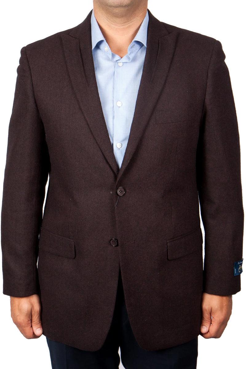 Tazio Men's Wool Blazer w/ 2-Button Peaked Lapel - Burgundy - Elegant Mensattire