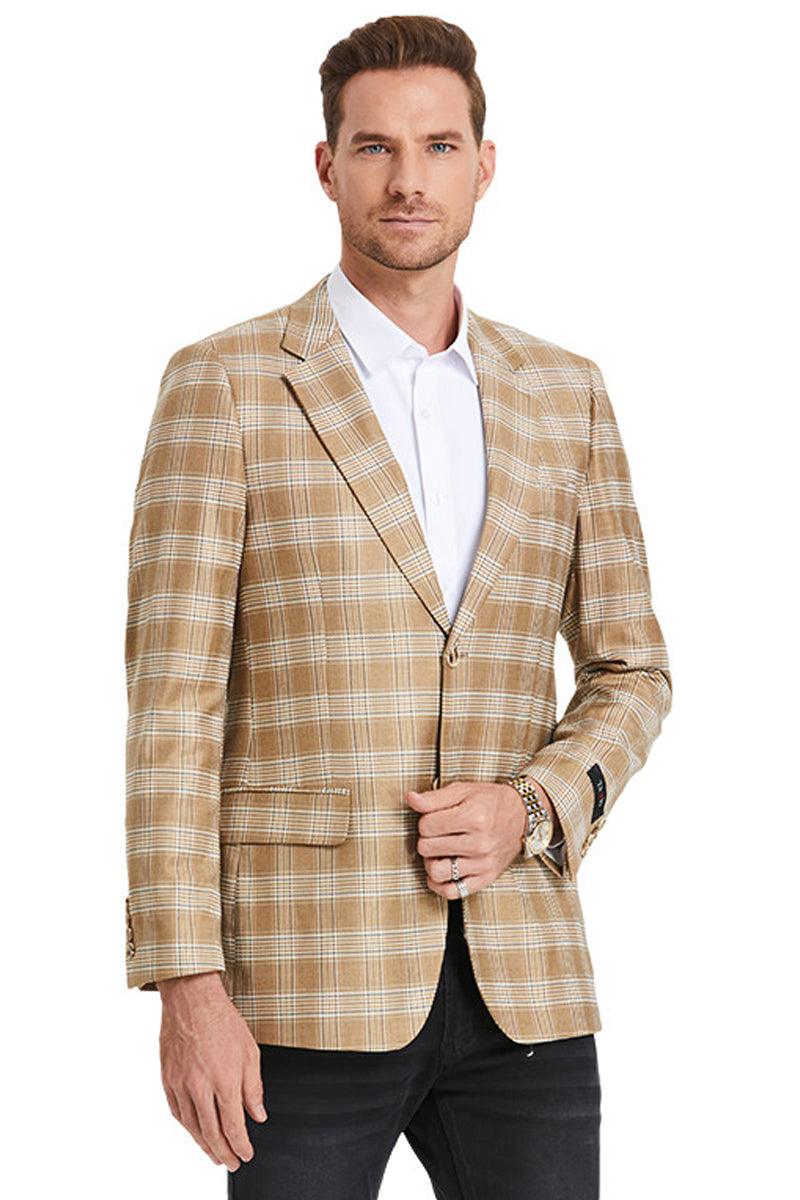 "Tazio Mens Slim Fit Glen Plaid Business Casual Sport Coat" - Elegant Mensattire