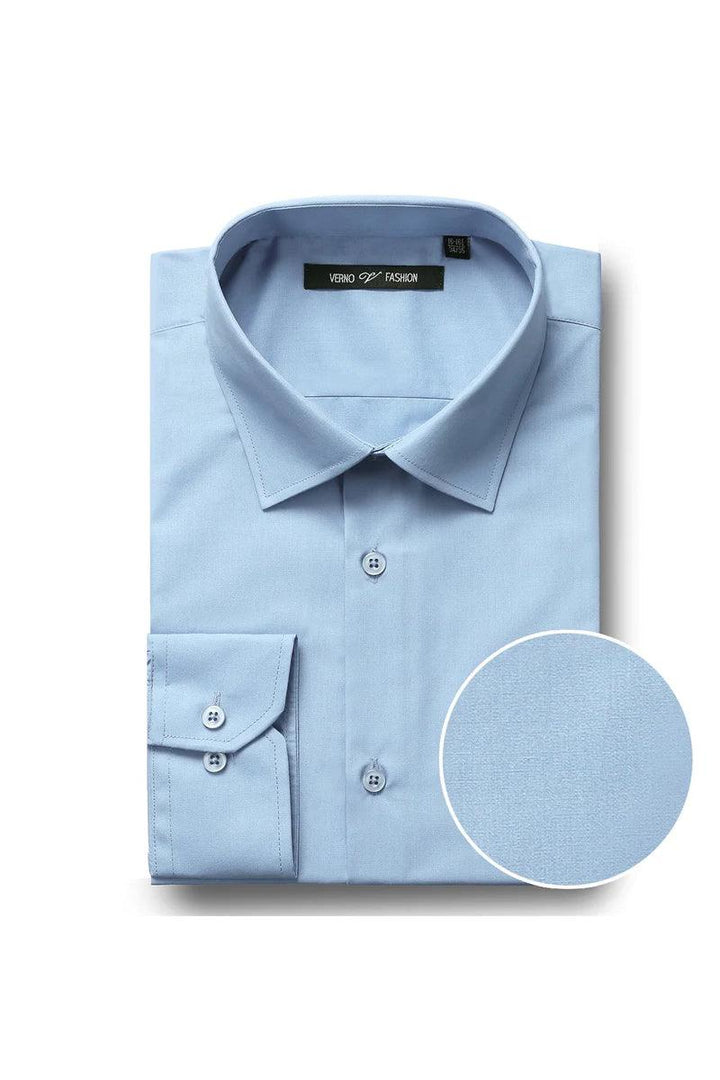 "Verno Men's Classic Fit Sky Blue Dress Shirt w/Spread Collar" - Elegant Mensattire