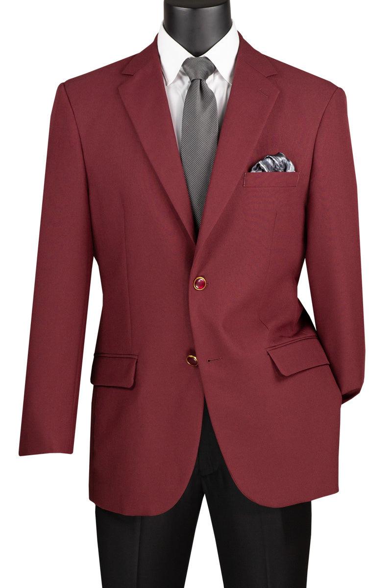 Vinci Burgundy Classic-Fit Poplin Club Blazer - Elegant Mensattire