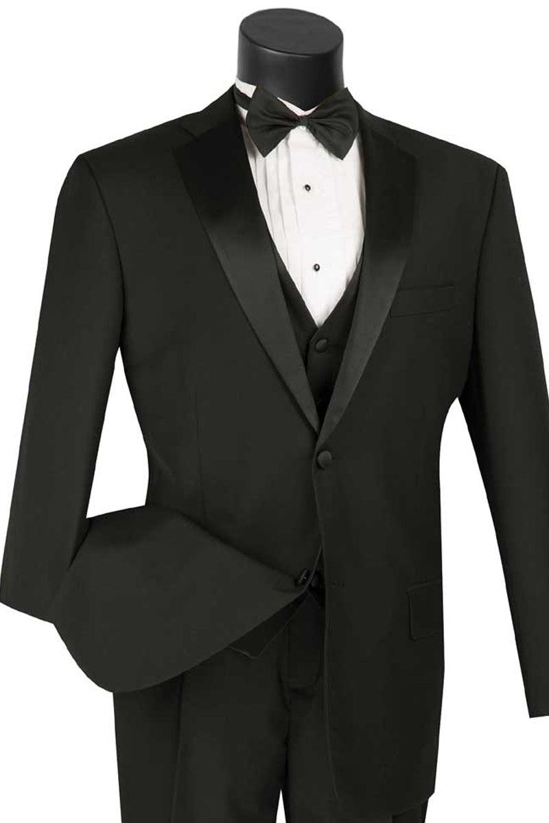 Vinci Classic 2-Button Black Vested Tuxedo for Men - Elegant Mensattire