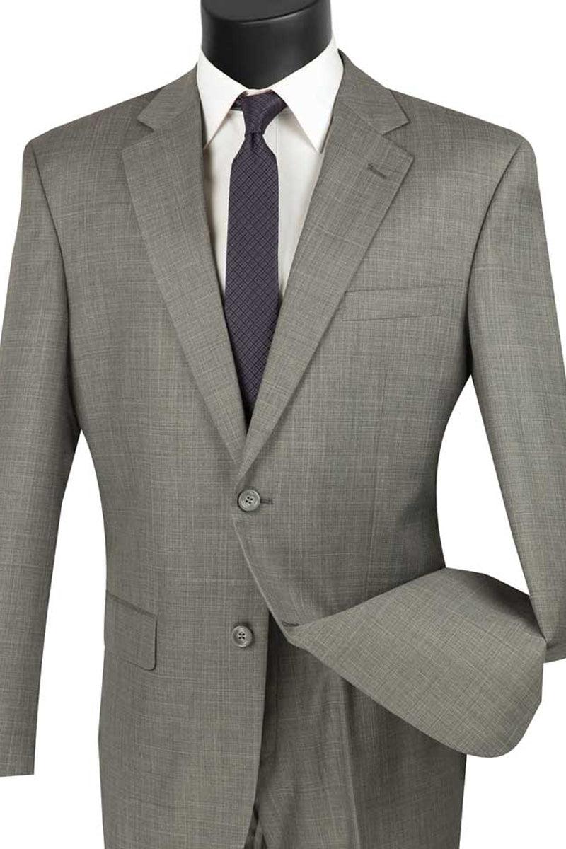 Vinci Grey Sharkskin 2-Button Weave Pattern Suit - Elegant Mensattire