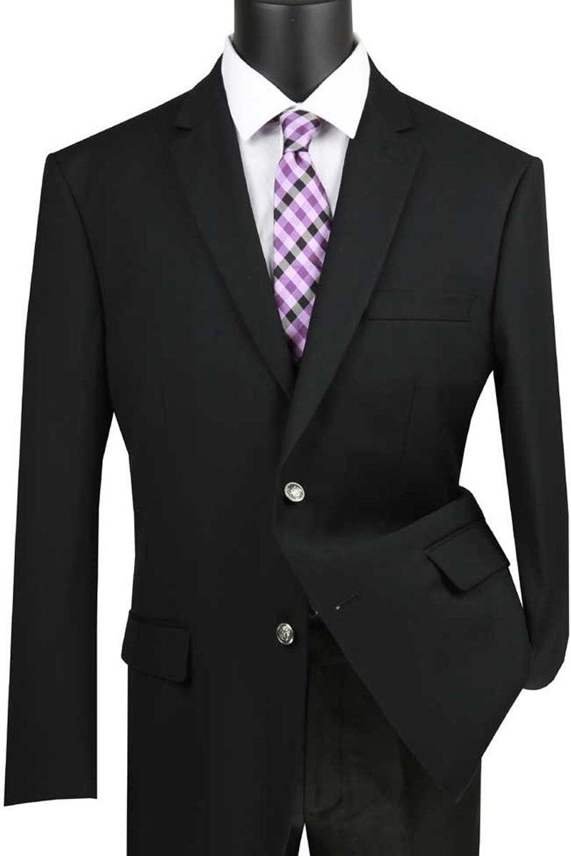 Vinci Men's Classic-Fit 2-Button Dress Blazer Jacket in Black - Elegant Mensattire