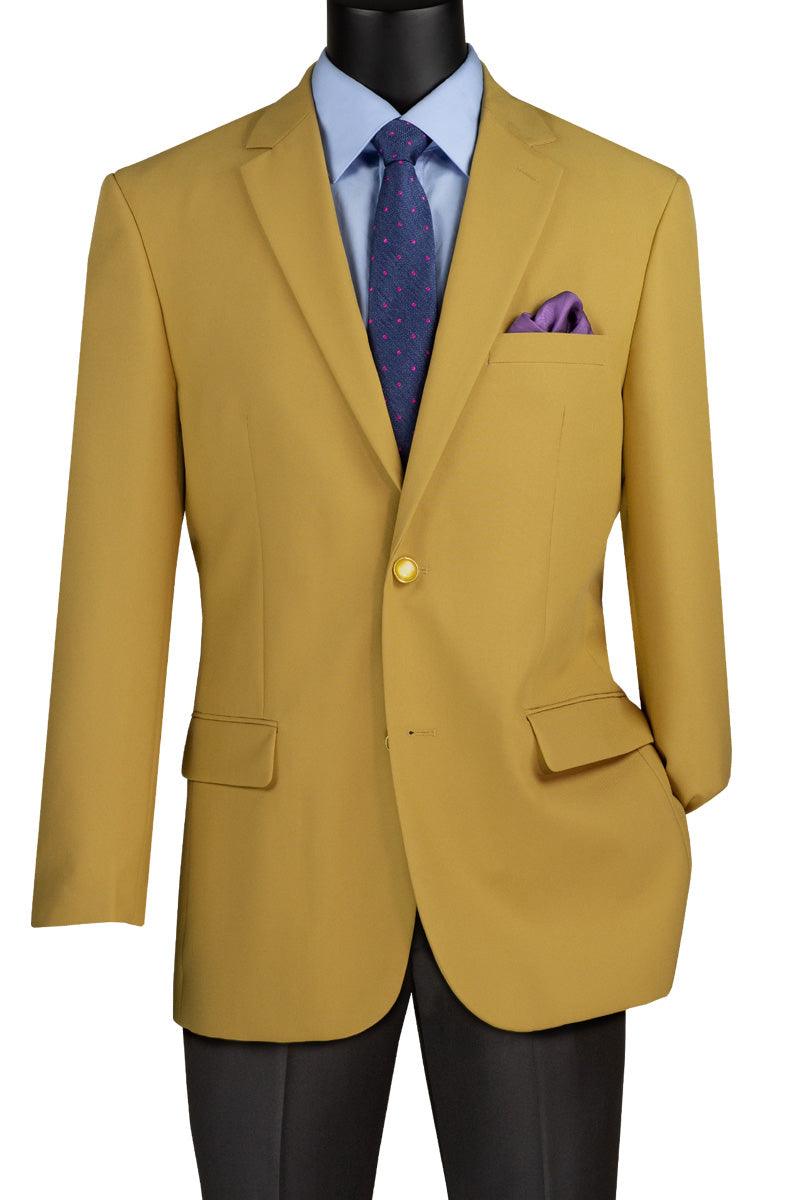 Vinci Men's Classic Fit Gold Poplin Sport Coat Blazer - Elegant Mensattire