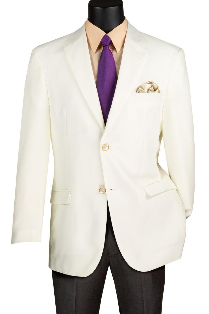 Vinci Men's Ivory Poplin Club Blazer: Classic Fit Sport Coat - Elegant Mensattire