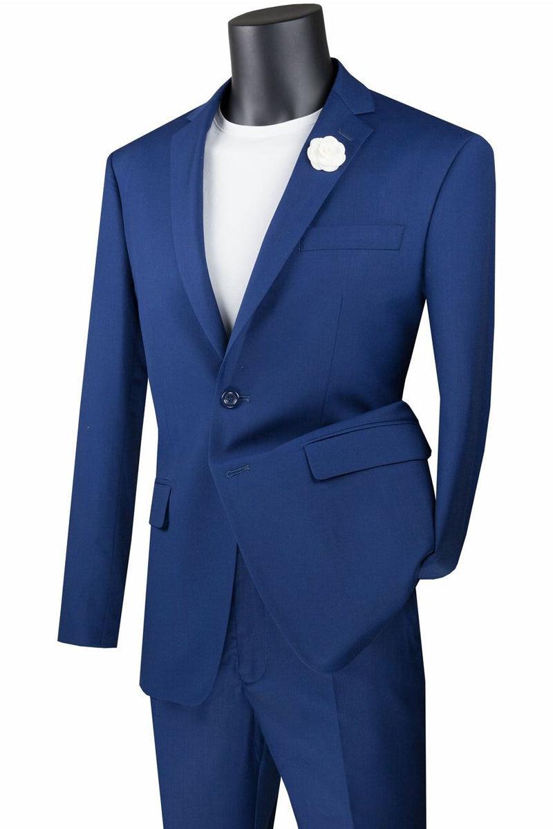 Vinci Men’s Modern Fit Blue 2-Button Suit - Elegant Mensattire