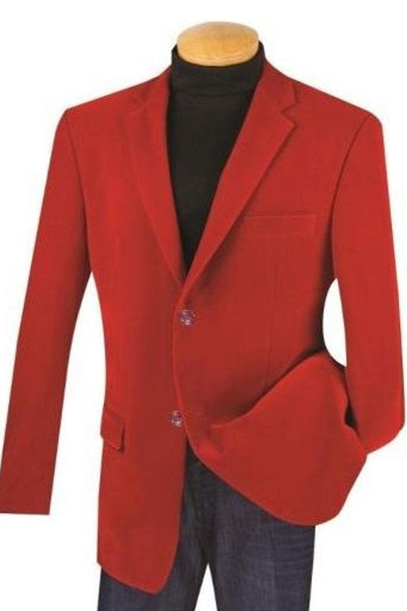 Vinci Men's Red Velvet 2-Button Regular-Fit Blazer - Elegant Mensattire