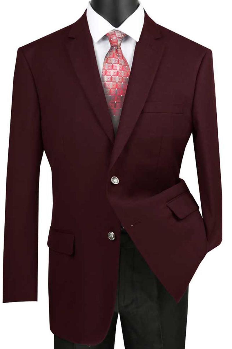 Vinci Premium Burgundy 2Btn Classic Fit Dress Blazer Jacket - Elegant Mensattire