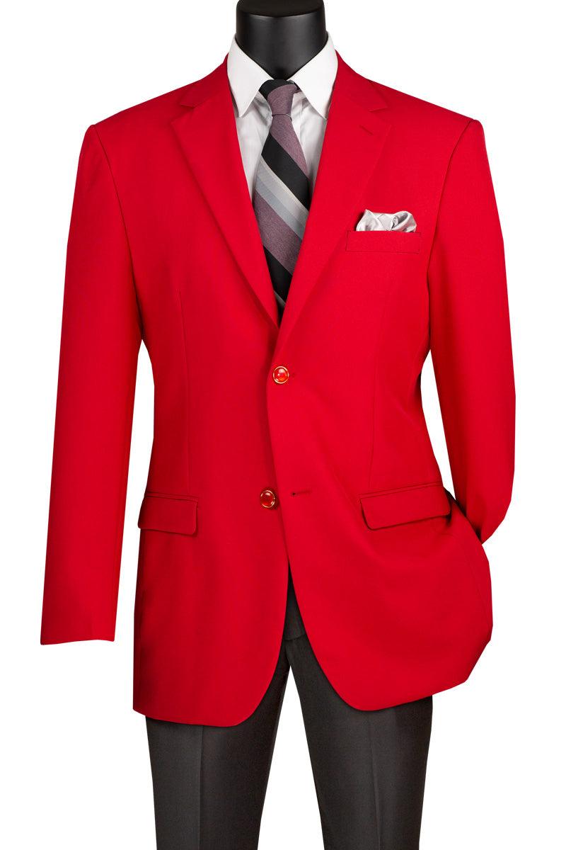 Vinci Red Classic-Fit Poplin Club Sport Blazer - Elegant Mensattire