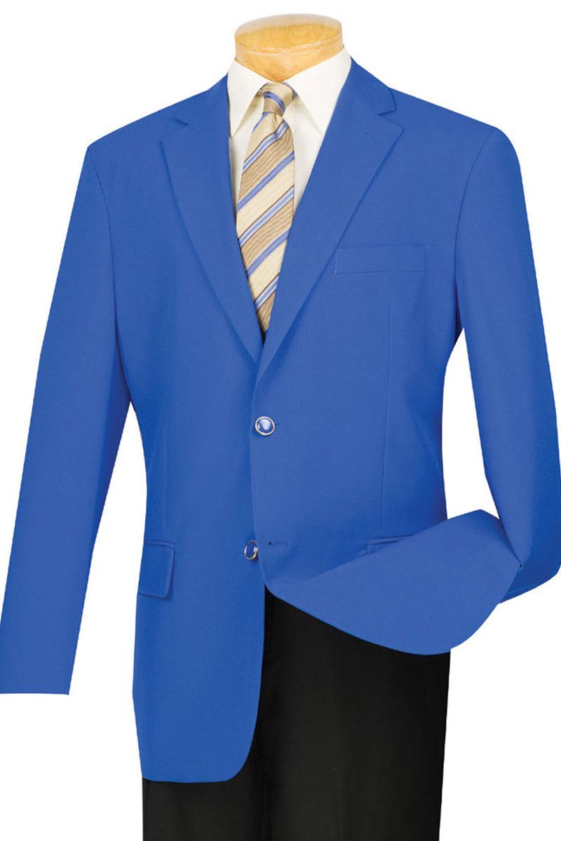 "Vinci Royal Blue Poplin Club Sport Coat | Elegant Classic Fit Blazer" - Elegant Mensattire