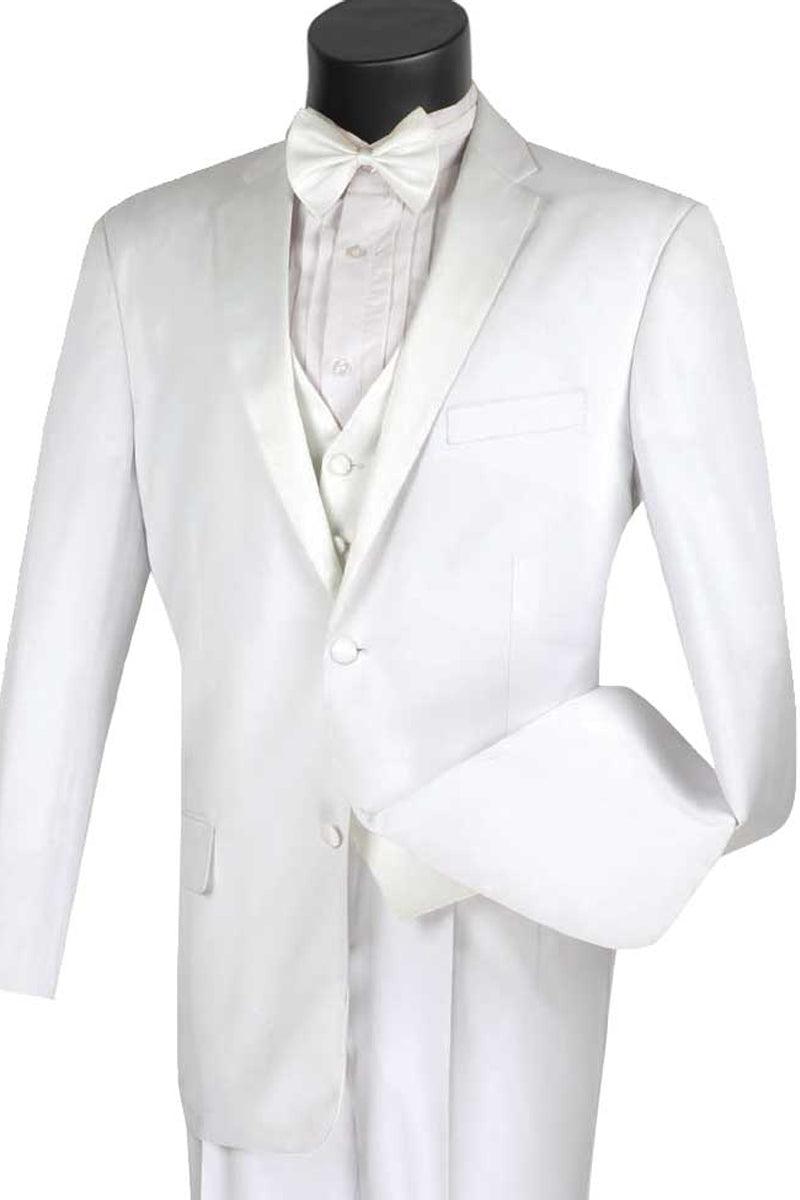 Vinci White Classic 2-Btn Tuxedo Vest for Men - Elegant Mensattire