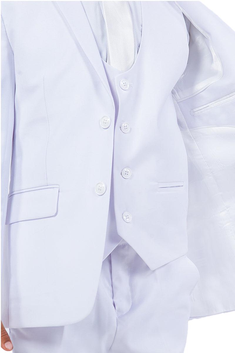 "White Perry Ellis Vested Boy's Wedding Suit: Exquisite Elegance for Boys." - Elegant Mensattire